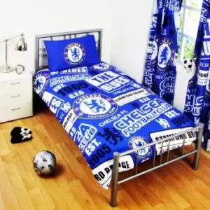 Image of Chelsea FC Childrens/Kids Official Patch Football Crest Duvet Set (Single) (Blue) - Blue