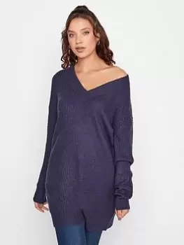 Image of Long Tall Sally Navy V-Neck Tunic, Navy, Size 8-10, Women