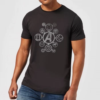 Image of Avengers Distressed Metal Icon Mens T-Shirt - Black - 3XL - Black
