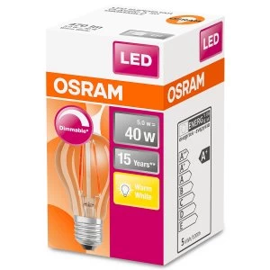 Image of Osram Classic A 40W Clear Filament Dimmable ES Bulb - Warm White