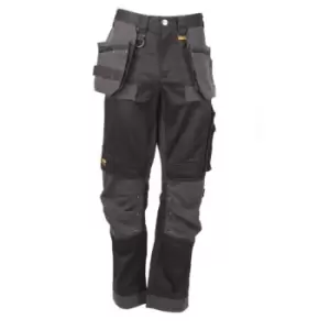 Image of DEWALT Mens Harrison Stretch Multi Pocket Work Trousers (34L) (Black/Grey) - Black/Grey