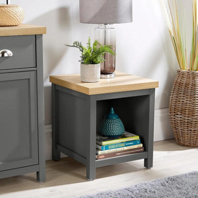 Image of Home Source Avon Lamp Side Table Dark Grey