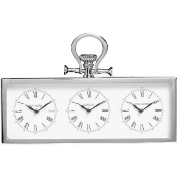 Image of Hotel Collection Silver 3 face clock - Silver