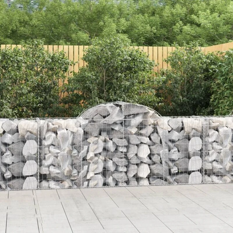 Image of vidaXL Arched Gabion Baskets 25 pcs 200x50x80/100cm Galvanised Iron, Silver 3146315