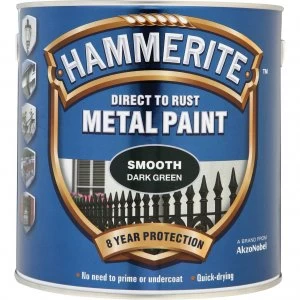 Image of Hammerite Smooth Finish Metal Paint Dark Green 2500ml