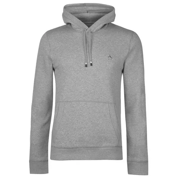 Image of Original Penguin Fleece Popover Hoodie - Grey XS