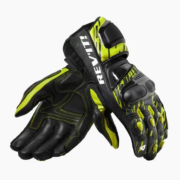 Image of REV'IT! Quantum 2 Neon Yellow Black Motorcycle Gloves Size M