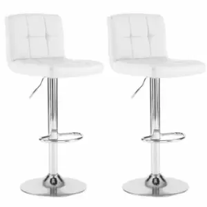Image of Neodirect - Neo 2x White Faux Leather Cuban Swivel Bar Stools