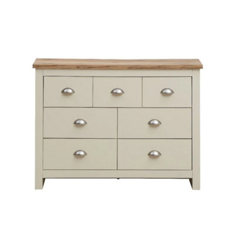 Image of Timber Art Design Lisbon Cream Bedroom Chest Of Drawers 3+4 7 Drawer Storage Cabinet Furniture