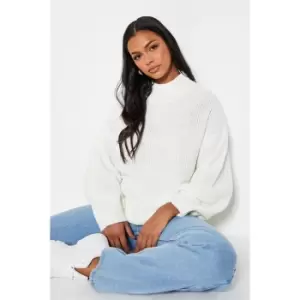 Image of I Saw It First High Neck Balloon Sleeve Oversized Jumper - White