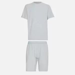 Image of Calvin Klein Logo Short Sleeve Top and Shorts Cotton Sleep Set - M