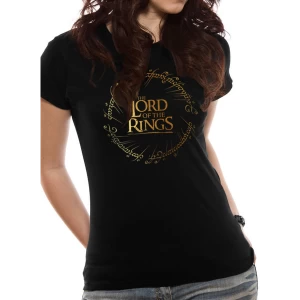 Image of Lord Of The Rings - Gold Foil Logo Womens XX-Large T-Shirt - Black