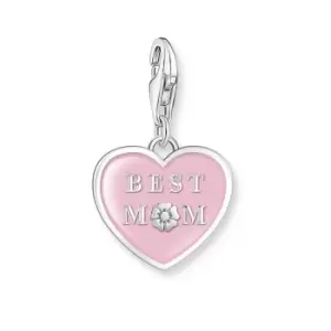 Image of THOMAS SABO Silver Pink Heart Best Mum Charm