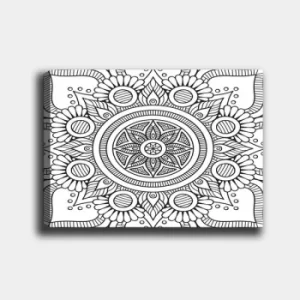 Image of MANDALA68 White Black Decorative Canvas Painting