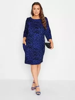 Image of Yours Knitted Jacquard Animal Dress - Blue, Size 20, Women