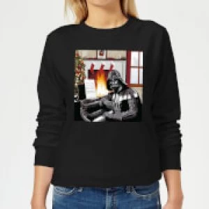 Image of Star Wars Darth Vader Piano Player Womens Christmas Sweatshirt - Black