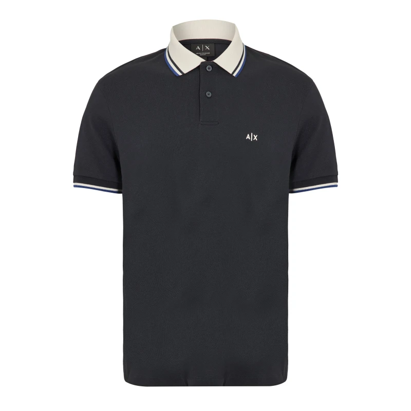 Image of Armani Exchange Mens Short Sleeve Polo Shirt Deep Navy male M