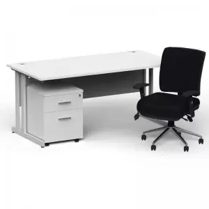 Image of Impulse 1600800 Silver Cant Desk White 2 Dr Mobile Ped & Chiro