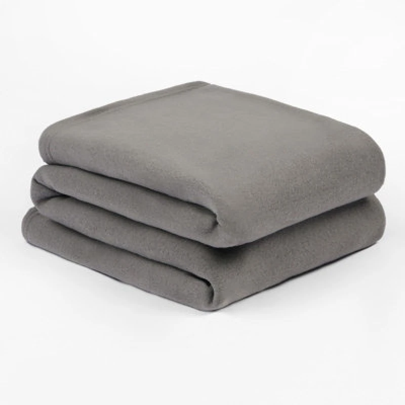 Image of OHS OHS Warm Plain Fleece Throw Over Bed Blanket in Charcoal Size: 200cm x 240cm Charcoal 200cm x 240cm Unisex 5027434163601