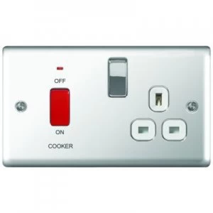 Image of Wickes 45A Cooker Switch and 13A Socket Polished Chrome Raised Plate