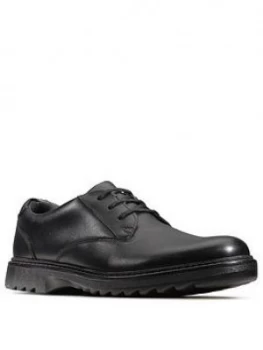 Image of Clarks Boys Youth Asher Jazz School Shoes - Black