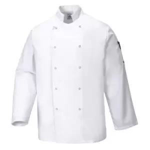 Image of Portwest Suffolk Stud Front Chefs Jacket White 2XL