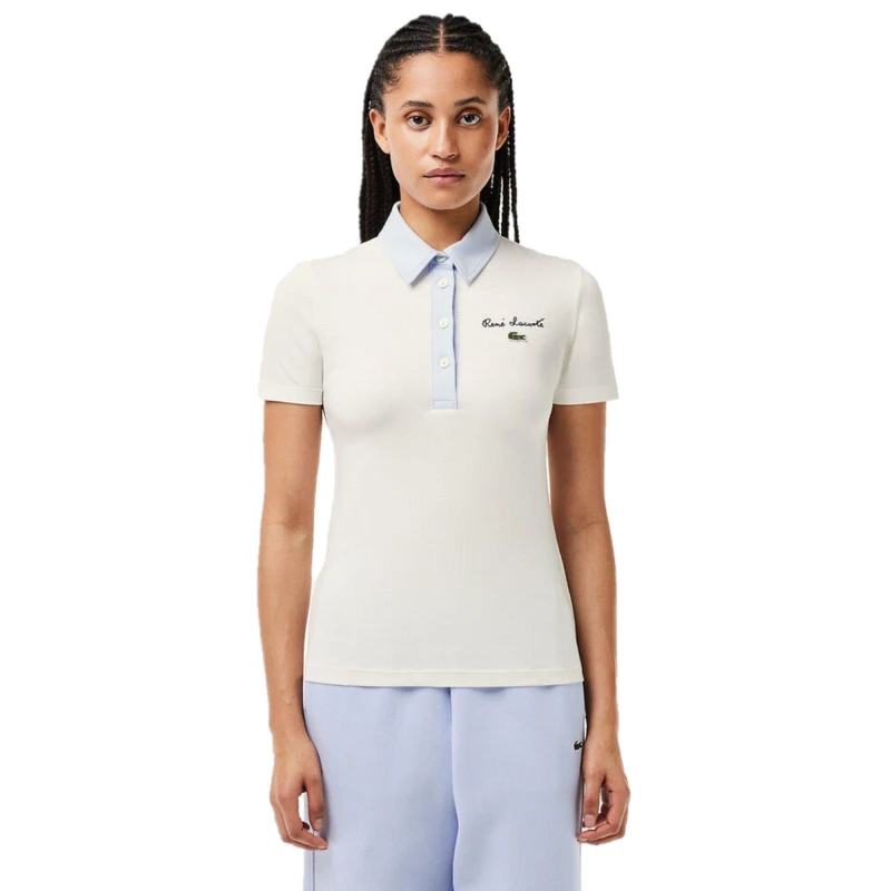 Image of Lacoste Womens Short Sleeve Polo Shirt Flour/Phoenix female 4 (32)