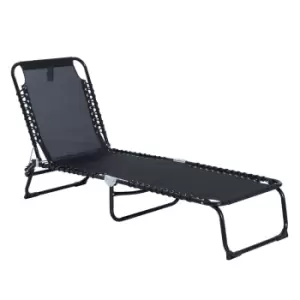 Image of Outsunny Reclining Foldable Sun Longer - Black