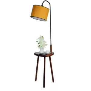 Image of Cristal Model 3 Deco Mustard Wooden Floor Lamp with table