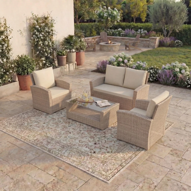 Image of Lassic Garden Vida Mylor 4 Seater Rattan Set UKFR Natural unisex 4 Seater