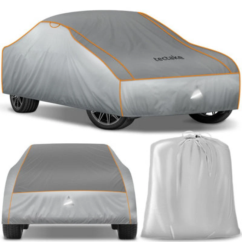 Image of Tectake Universal Car Cover Franz For Waterproof, Breathable, And Padded Protection S (406 X 165 X 120 Cm) - Grey