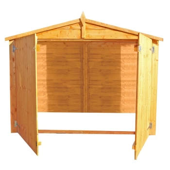 Image of Shire Overlap Apex Bike Store - 7ft x 3ft (2130mm x 850mm) Brown Wood BIKE0703DOL-1AA