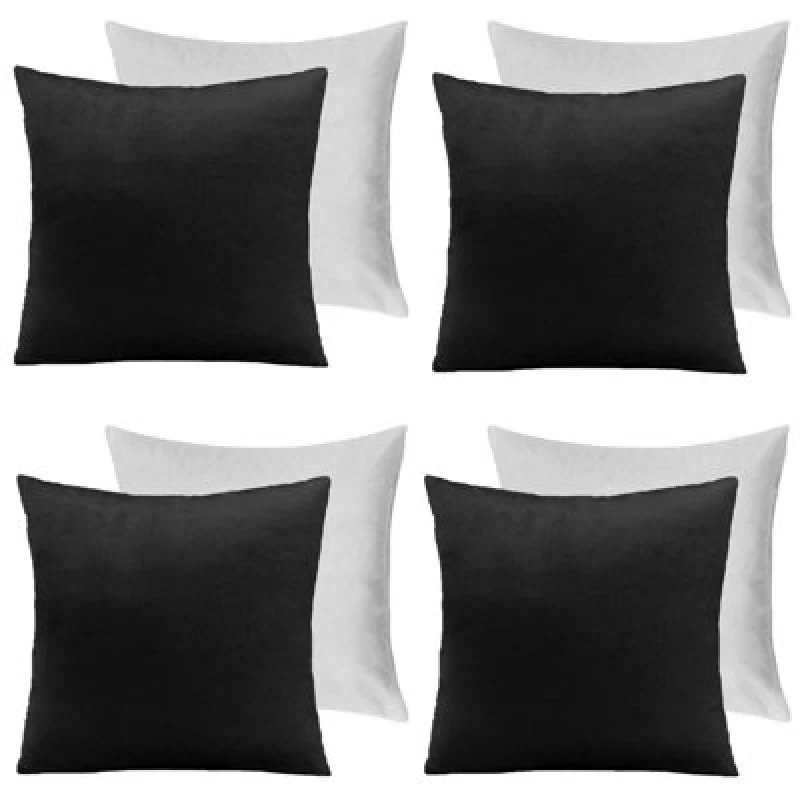 Image of OHS OHS 4 x Matte Velvet Filled Cushion Covers Soft Zip in Black Size: 45cm x 45cm Black 45cm x 45cm Unisex 5027434178803