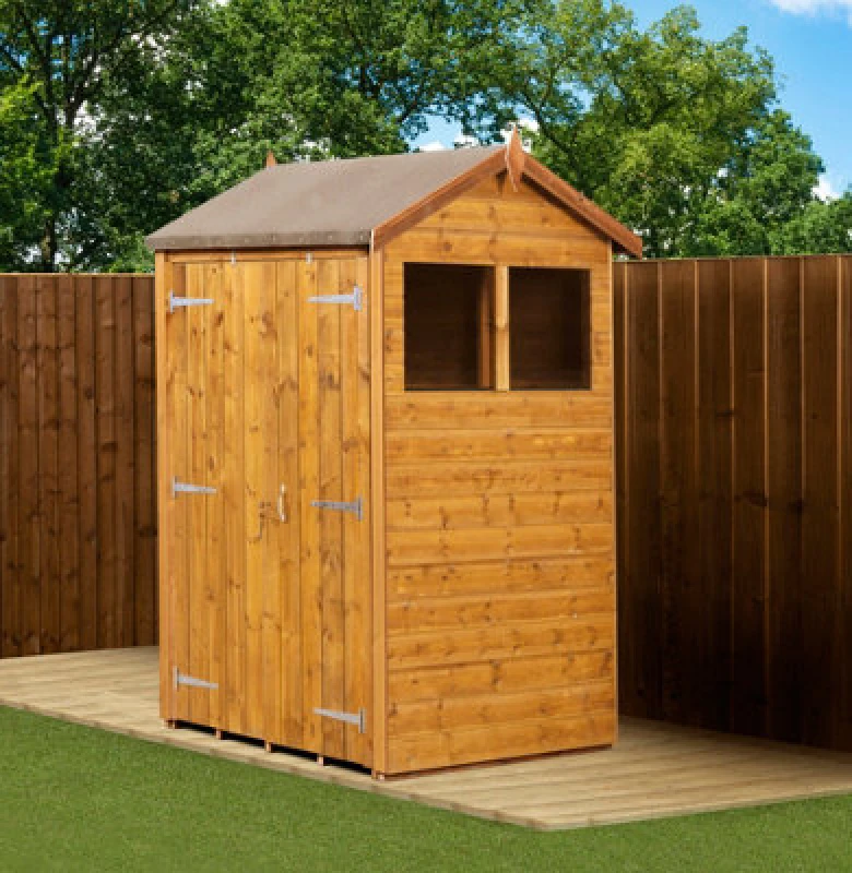 Image of Empire Sheds Empire Modular Apex 4X4 Dipped Treated Tongue And Groove Wooden Garden Shed Double Door Windows (4' X 4' / 4ft X 4ft) (4X4)