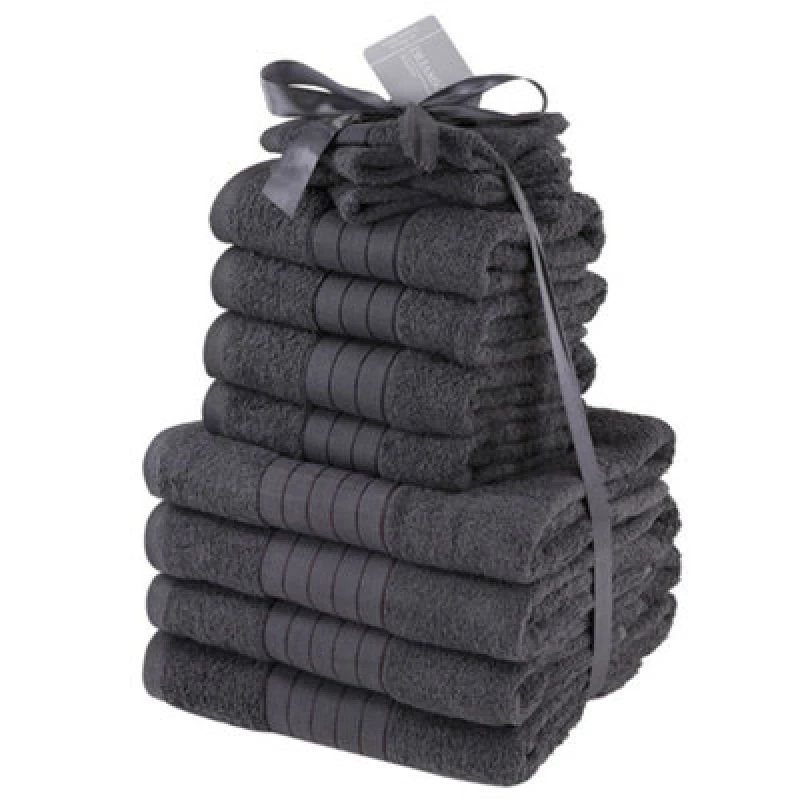 Image of Dreamscene Dreamscene Luxury 100% Cotton 12 Piece Bathroom Towel Bale Set in Charcoal Size: Bath Towel Charcoal Bath Towel Unisex 5027434004164