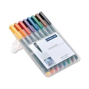 Image of Staedtler Lumocolor 318 0.6mm Permanent Universal Pen Assorted Colours 1 x Wallet of 8