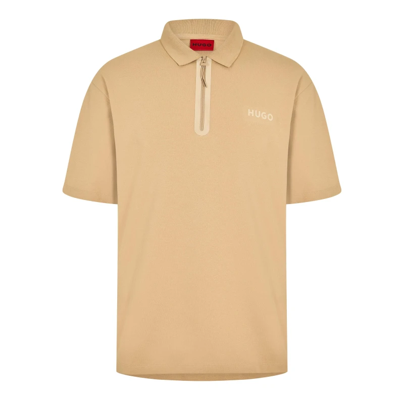 Image of Hugo Mens Dubilo Short Sleeve Polo Shirt Medium Beige male XS