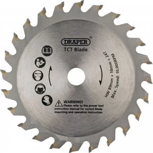 Image of Draper Mini Plunge Circular Saw Blade 89mm 24T 10mm
