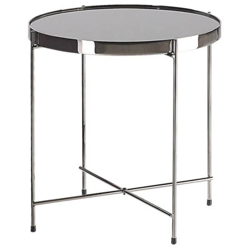 Image of Beliani Side Table Lucea Tempered Glass Silver