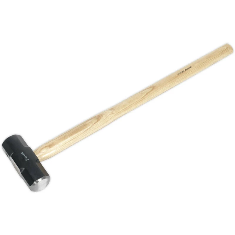 Image of Loops 7lb Hardened Sledge Hammer - Hickory Wooden Shaft - Drop Forged Carbon Steel Metallics