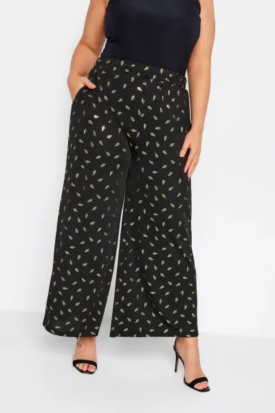 Image of Metallic Print Wide Leg Trousers