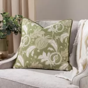 Image of Chatsworth Heirloom Piped Cushion Olive, Olive / 43 x 43cm / Polyester Filled