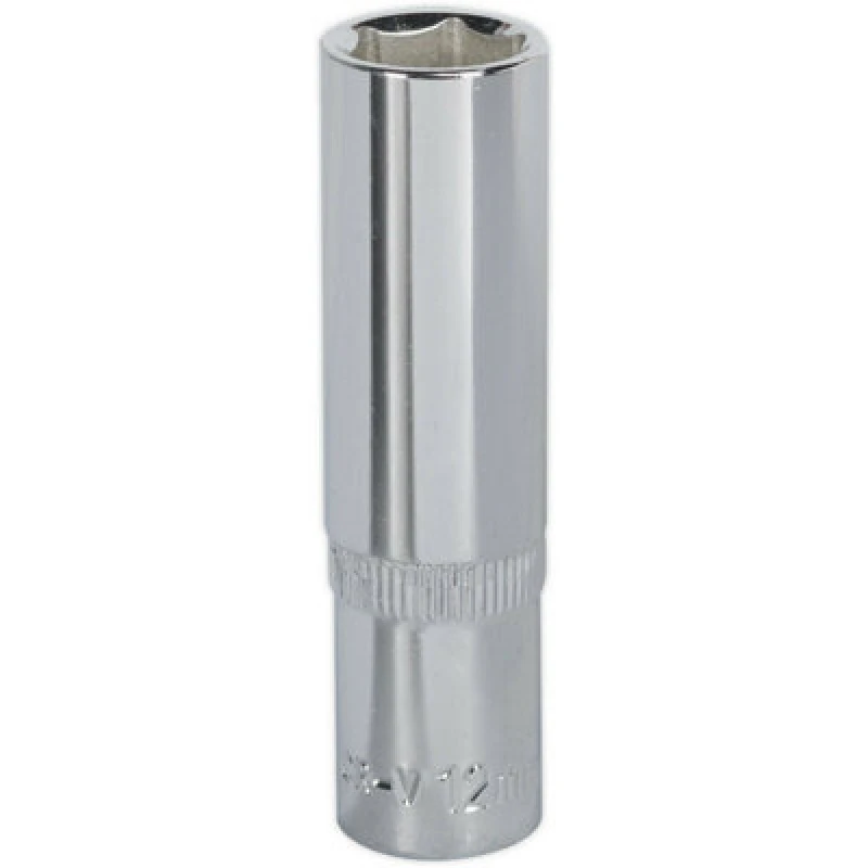 Image of Loops 12mm Forged Steel DEEP Drive Socket - 3/8" Square Drive Polished Chrome Vanadium Metallics