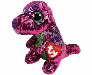 Image of ty Stompy Pink Dinosaur Flippable Beanie Boo Multi