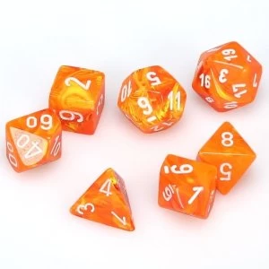 Image of Chessex Poly 7 Dice Set: Vortex Solar with white
