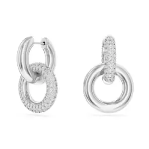 Image of Swarovski Dextera White Rhodium plated Asymmetric Interlocking loop Hoop Earrings 5671807