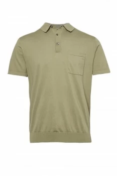 Image of Mens French Connection Superfine Cotton Knit Polo Shirt Dark Green