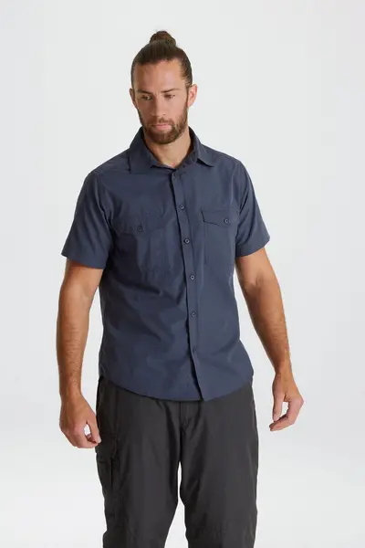 Image of Craghoppers NosiDefense Cotton-Blend 'Kiwi' Short Sleeve Shirt Pale Blue