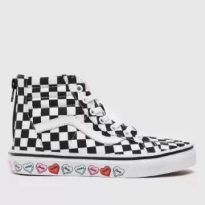 Image of Vans White & Black Sk8-hi Zip Candy Girls Junior Trainers