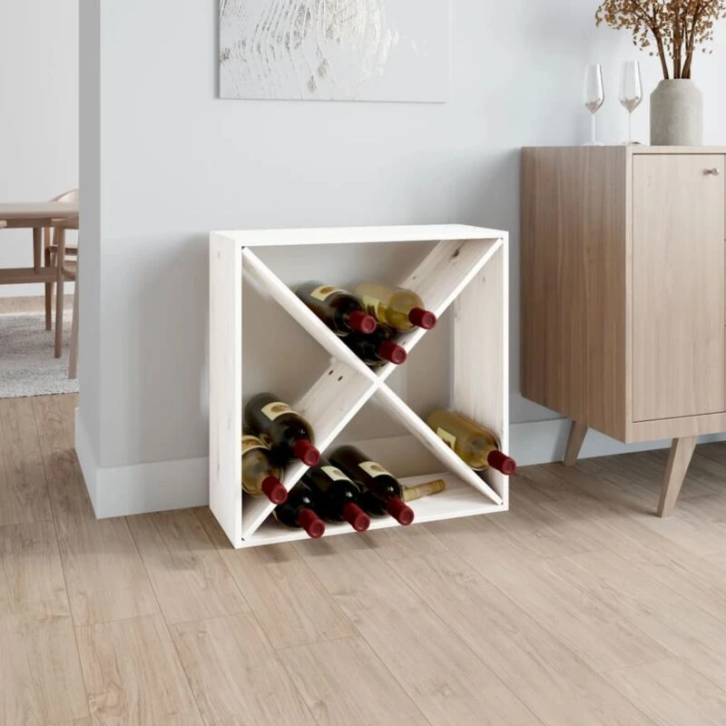 Image of VIDAXL Wine Cabinet White 62x25x62cm Solid Wood Pine vidaXL 8720845557119